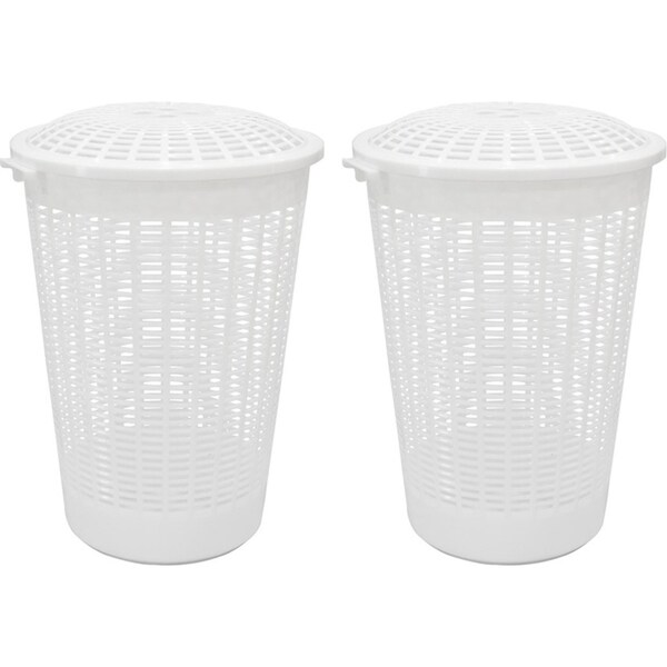 2x Home Leisure Linen Hamper 62L White Laundry Cleaning Home Organisation