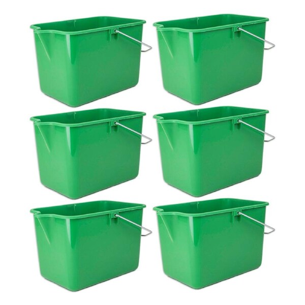 6x Home Leisure Mop Bucket W/Lip 9L BP Green Colour Kitchen Cooking Home Decor
