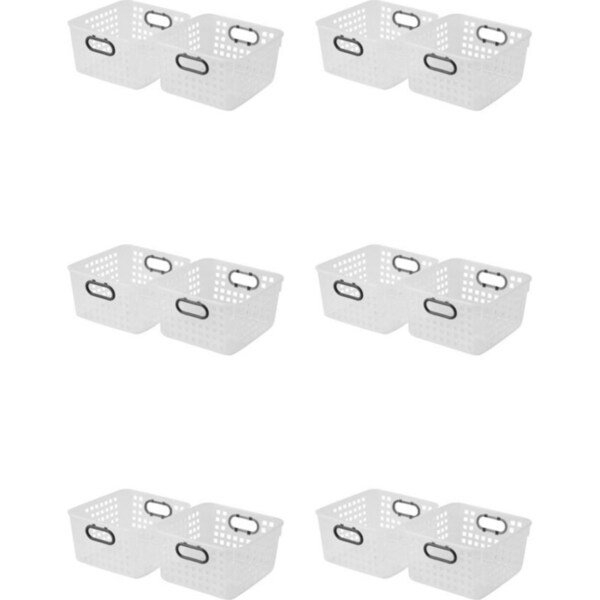 6x Home Leisure Square Basket W/Handles Clear Laundry Floor Cleaning Home Set