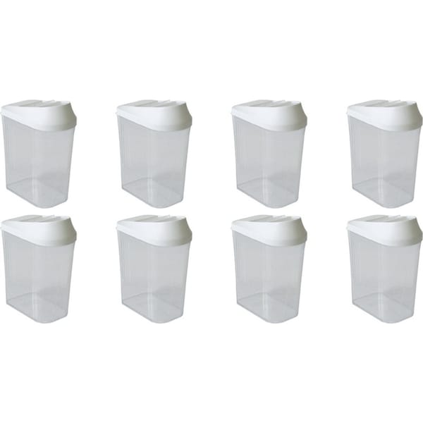 8x Homeleisure Store & Pour Plastic 750ml Container Kitchen/Pantry Clear/White