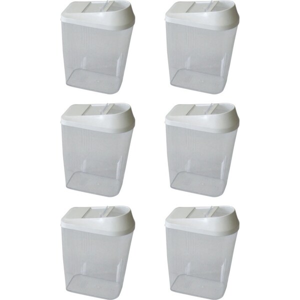 6x Homeleisure Store & Pour Plastic 1.5L Container Kitchen/Pantry Clear/White