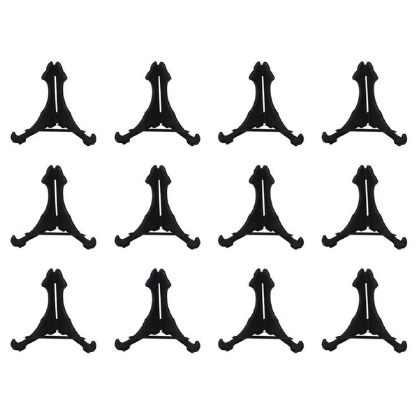 12x 2pc Homeleisure Plastic Plate Holder Display Home ative Stand 112mm BLK