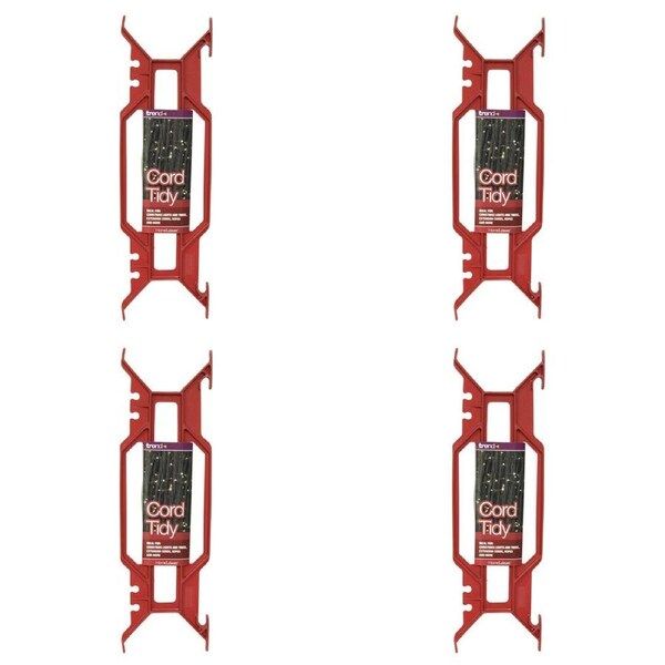 4x Homeleisure Plastic Extension Cord/Rope Home Tidy Organiser Holder Red Xmas