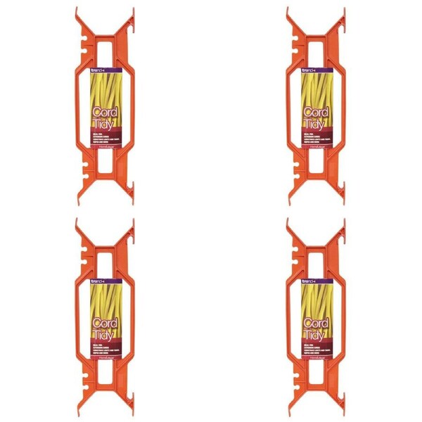 4x Homeleisure Plastic Extension Cord/Rope Home Tidy Organiser Holder Orange