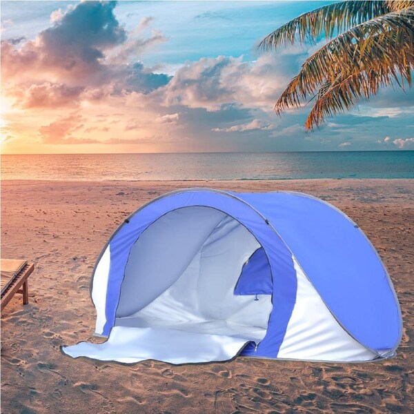 Mountview Pop Up Tent Camping Beach Tents 2/4 Person Portable Hiking Shelter Blue / Model 3 - Beach Mat and Door