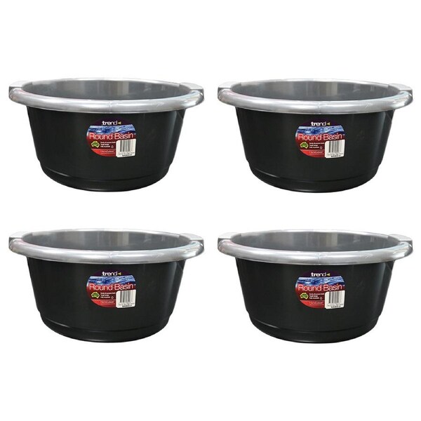 4x Homeleisure Trend 20L Plastic Basin Round Kitchen/Laundry Catch Tray Charcoal