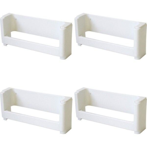 4x Homeleisure Plastic Spice Rack Wall-Mounted Kitchen Organiser Caddy White