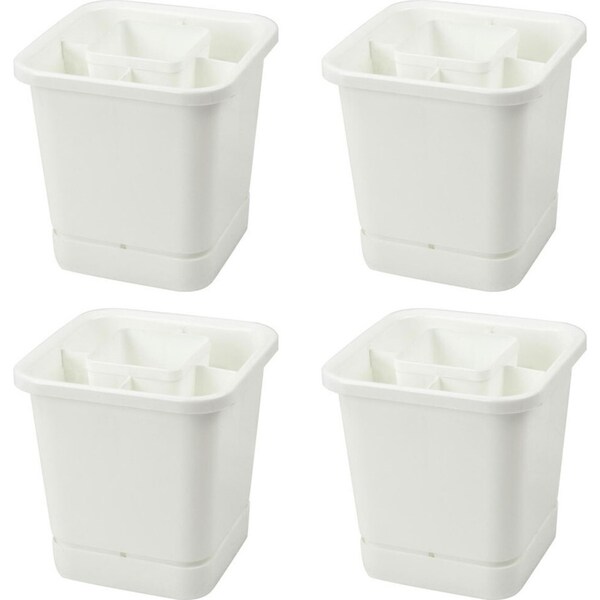 4x Homeleisure Plastic Cutlery Drainer Kitchen Utensil Drain/Drying Rack White