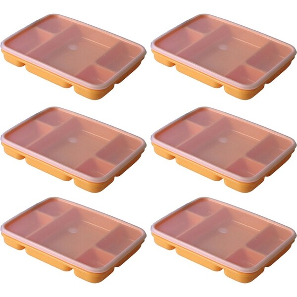 6x Homeleisure Seal & Serve Savoury Plastic Platter Compartment w/ Lid Assorted