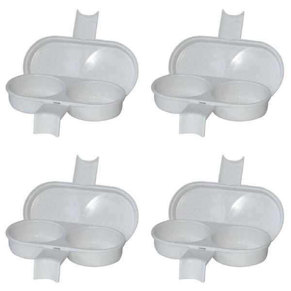 4x Homeleisure Plastic Microwave 2-Egg Poacher Kitchen Breakfast Cooker White