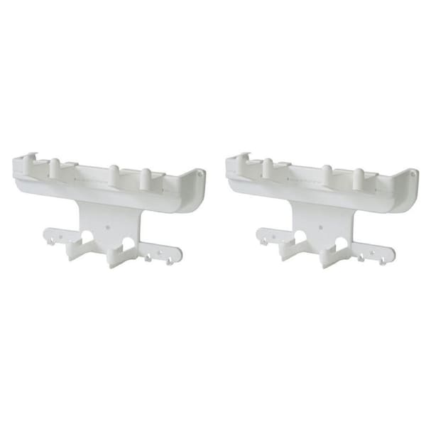 2x Homeleisure Vacuum Brush & Broom Plastic Tidy Storage Wall-Mount Holder White