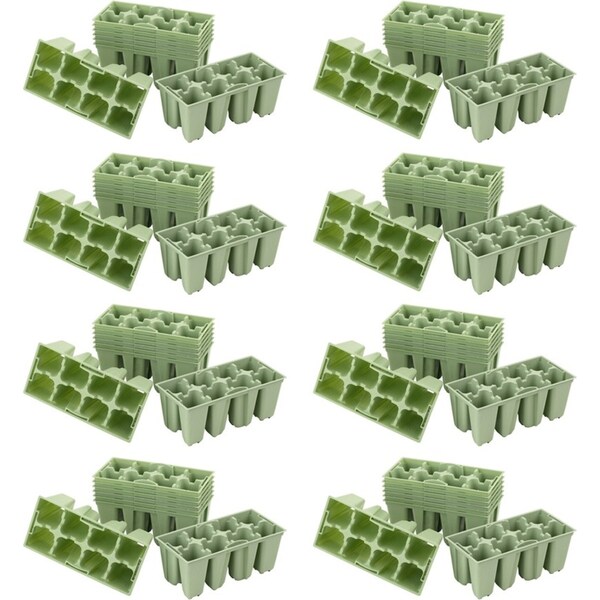 8x 8pc Homeleisure GYO 8-Cell Plastic Seedlings Tray Planting Propagation Sage