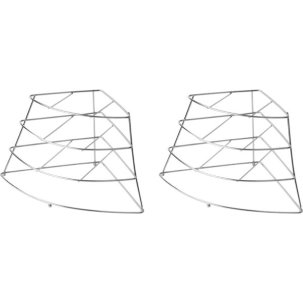 2x Homeleisure Stainless Steel Corner Plate Stacker Kitchen Organiser Silver