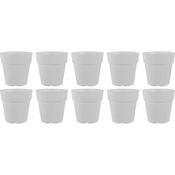 10x Homeleisure Reko Plastic Plant Pot Garden Flower Planter Round 125mm White