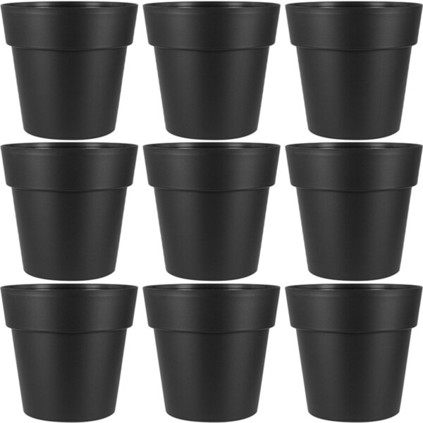 9x Homeleisure Reko Plastic Plant Pot Garden Flower Planter Round 180mm Charcoal