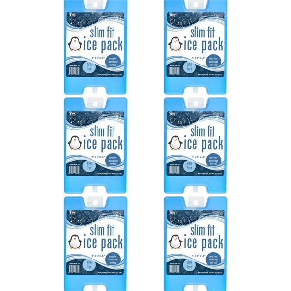 6x Jay Bags Slim Fit Plastic Ice Pack Food Cooling/Cooler Reusable 4x6'' Small