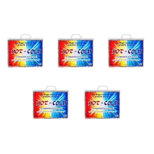 5x Jay Bags Hot & Cold Magic Insulated Food Bag/Pouch w/ Handle Reusable Large