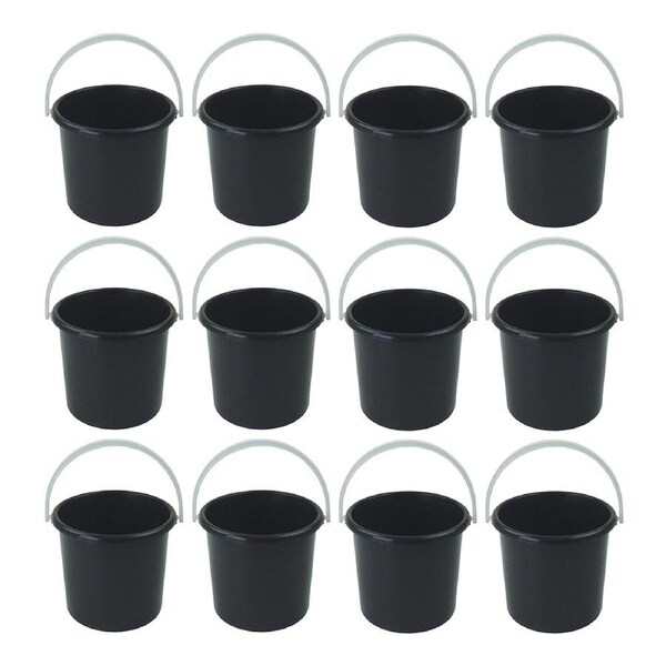 12x Home Leisure Pail W/Handle 3L Charcoal Laundry Cleaning Home Organisation