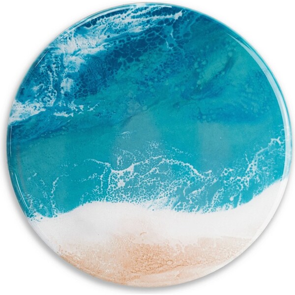 4pc Lynn & Liana Home/Bar Ceramic Resin Drink Coasters Modern Caribbean Blue