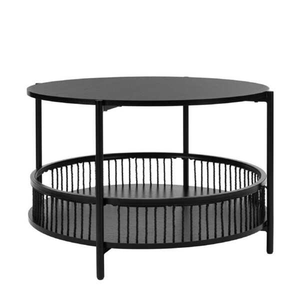 Avayah Round Coffee Table with Shelf 74W X 47H Black