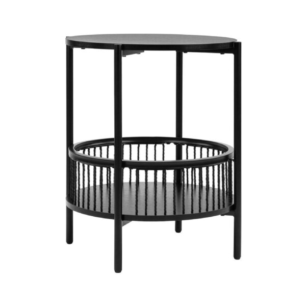 Avayah Round Side Table with Shelf 49cm Black