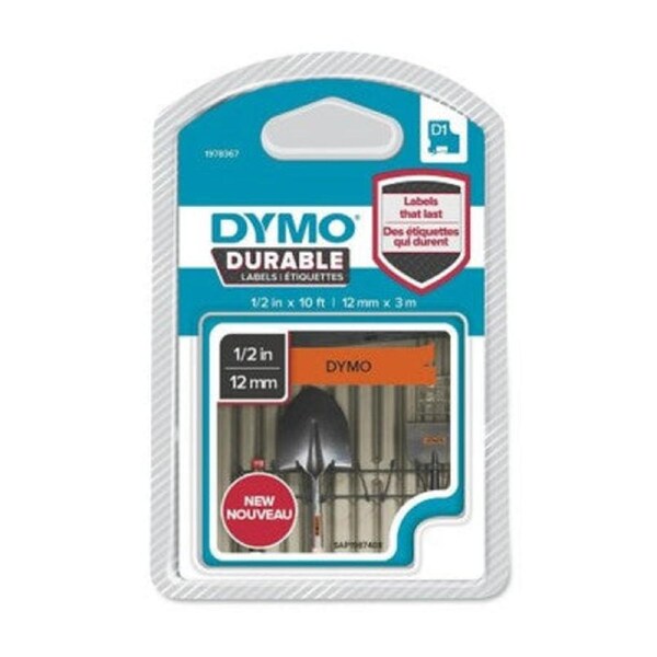 Dymo Durable Labels 12mm x 3M - Black on Orange