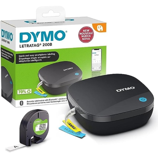 Dymo LetraTag 200B Bluetooth Label Maker Value Pack - Compact Label Printer - Connects Through Bluetooth Wireless Technology to iOS and Android
