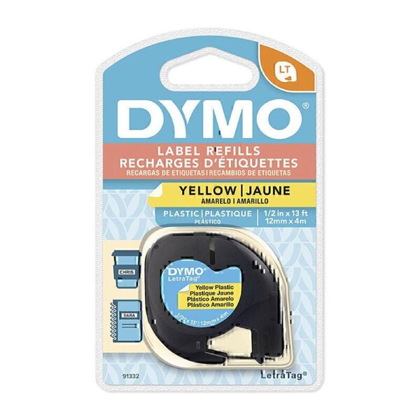 Dymo LetraTag Plastic 12mm x 4M Yellow