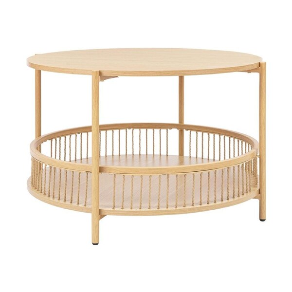 Avayah Round Coffee Table with Shelf 74W X 47H Oak