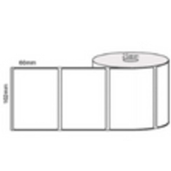 * 102mm x 60mm White Permanent adhesive, Direct thermal, 500 LPR