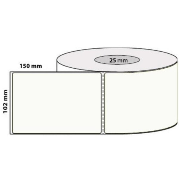 102mm x 150mm x 25mm core White Thermal Transfer 1AC Permanent Adhesive Compatible Product LNOZL14987