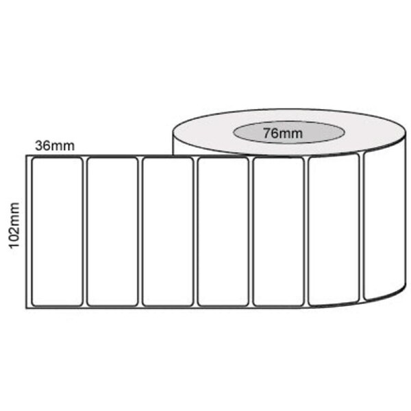 102mm x 36mm - White Thermal Transfer Poly Labels, Permanent Adhesive