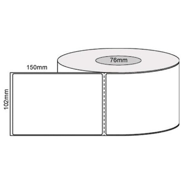 102mm x 150mm , 1000 LPR White Thermal Transfer Perforated Permanent Labels 76mm core