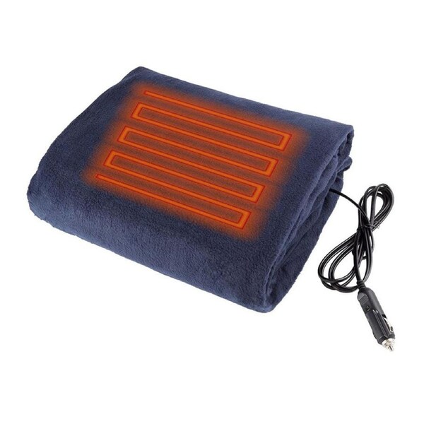 12V Electric Blanket Warm Multi-Functional Heated Car Blanket Truck Throw Rug Navy Blue