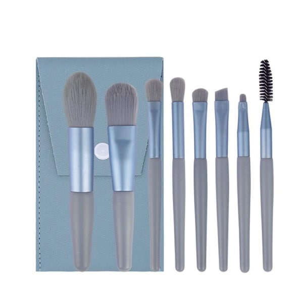 8pcs Makeup Brush Set Foundation Blusher Cosmetic Brushes Blue