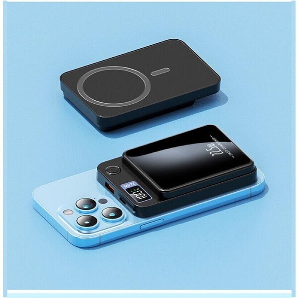 22.5W Wireless 10000mAh Power Bank For iPhone 15 14 13 Pro Max Magnetic Black