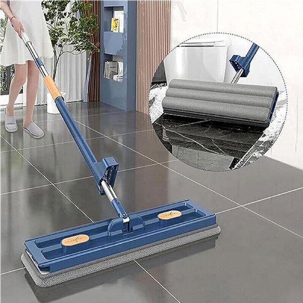 New Upgrade Style Large Flat Mop, 360°Rotating Magic Self Wringing Mop+2 Pads