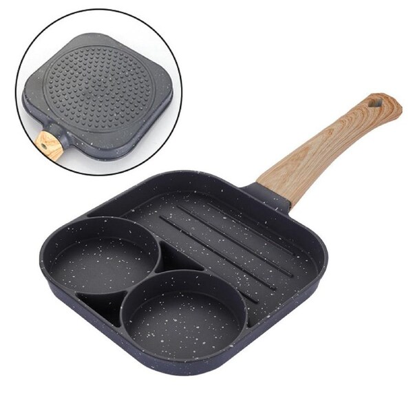 3 Hole Fried Egg Pancake Burger Frying Pan Non-Stick Breakfast Egg