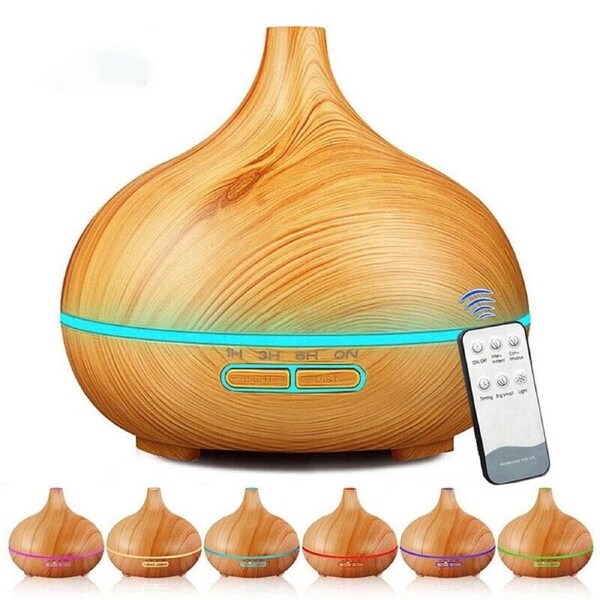 550ml Aromatherapy Diffuser Aroma Essential Oils Air Humidifier Wood Grain Light Wood Diffuser