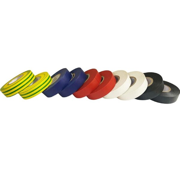10 Pack - CROWN E.P PVC Electrical Insulation Tape -18M x 19mm - Assorted Colour
