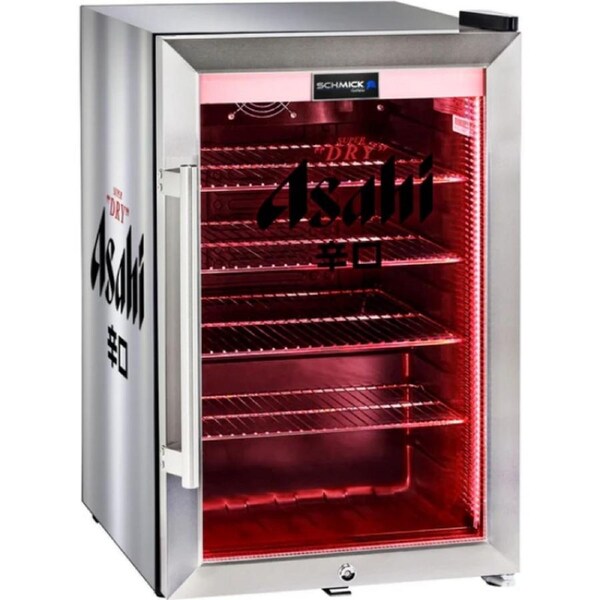 Asahi Branded Triple Glazed Alfresco 70 Litre Bar Fridge w Red LED Strip Lighting