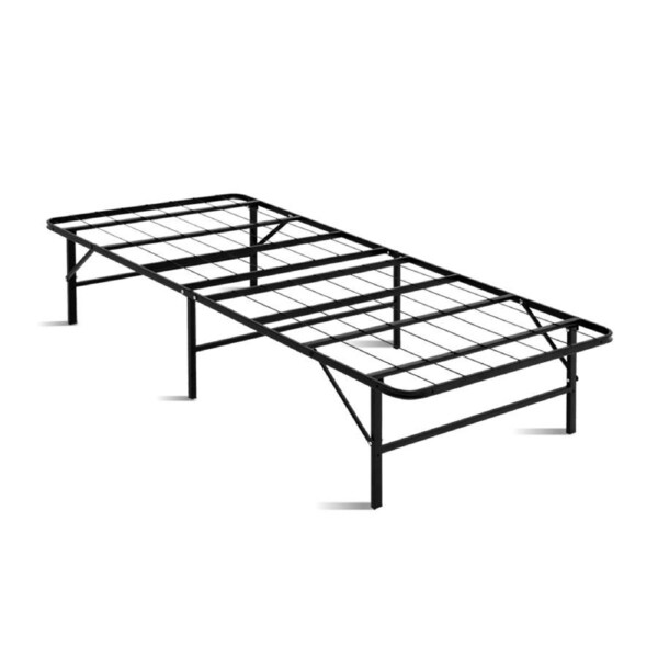 Single Size Folding Bed Frame Mattress Base Portable Metal Platform Camp