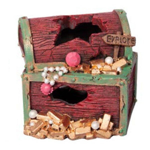 Aqua One Metallic Paint Treasure Chest w/ Gold Bars Ornament (37468)