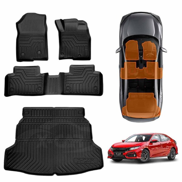 3D Floor Mats Boot Liner for Honda Civic Hatch 10th 2016-2021 All Weather Heavy Duty Cargo Car Trunk Luggage Tray