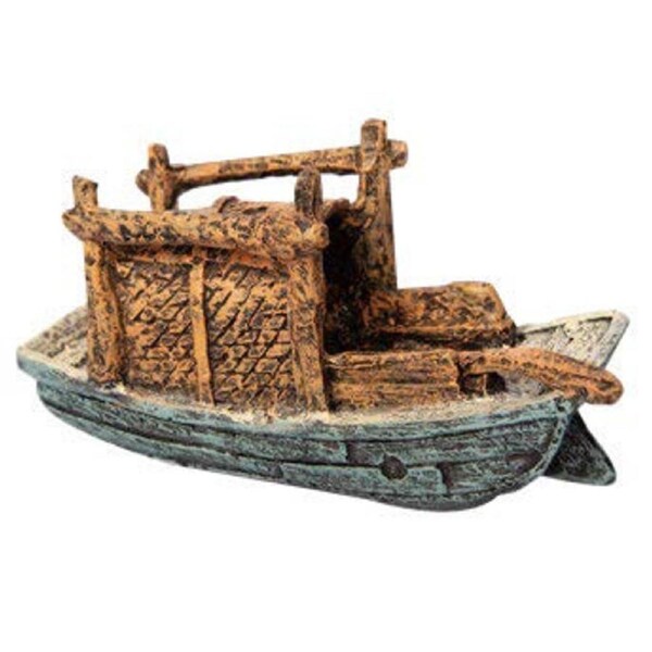 Aqua One Small Fishing Boat Ornament 15x5x8cm (37480S)