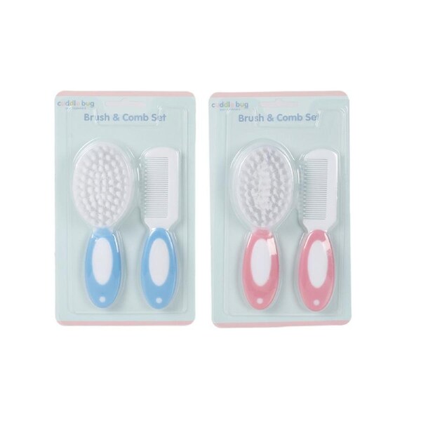2x Cuddle Bug Newborn Baby Grooming Silicone Hair Brush & Comb Set Assorted