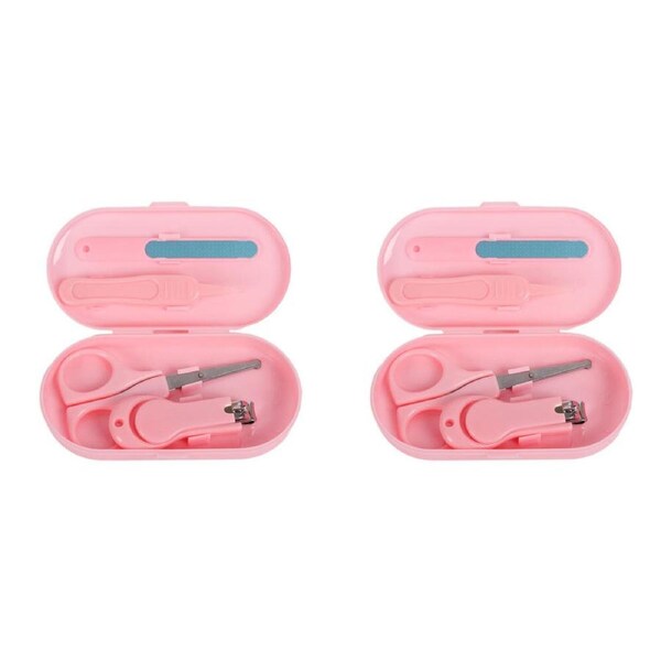 2x 4pc Cuddle Bug Baby Grooming Nail Clipper Care Set In Case 2 Asst Pink & Blue