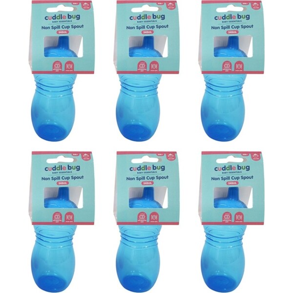 6x Cuddle Bug Baby/Toddler Non-Spill Training Drinking Cup Spout 240ml Pink/Blue