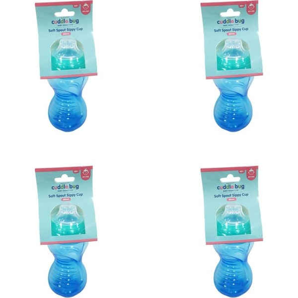 4x Cuddle Bug Baby/Toddler Soft Training Spout Drinking Sippy Cup Pink/Blue