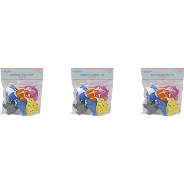 3x 6pc Cuddle Bug Baby Bath Play Toy Fish 6 Designs in PVC Bag 21x17cm Assorted